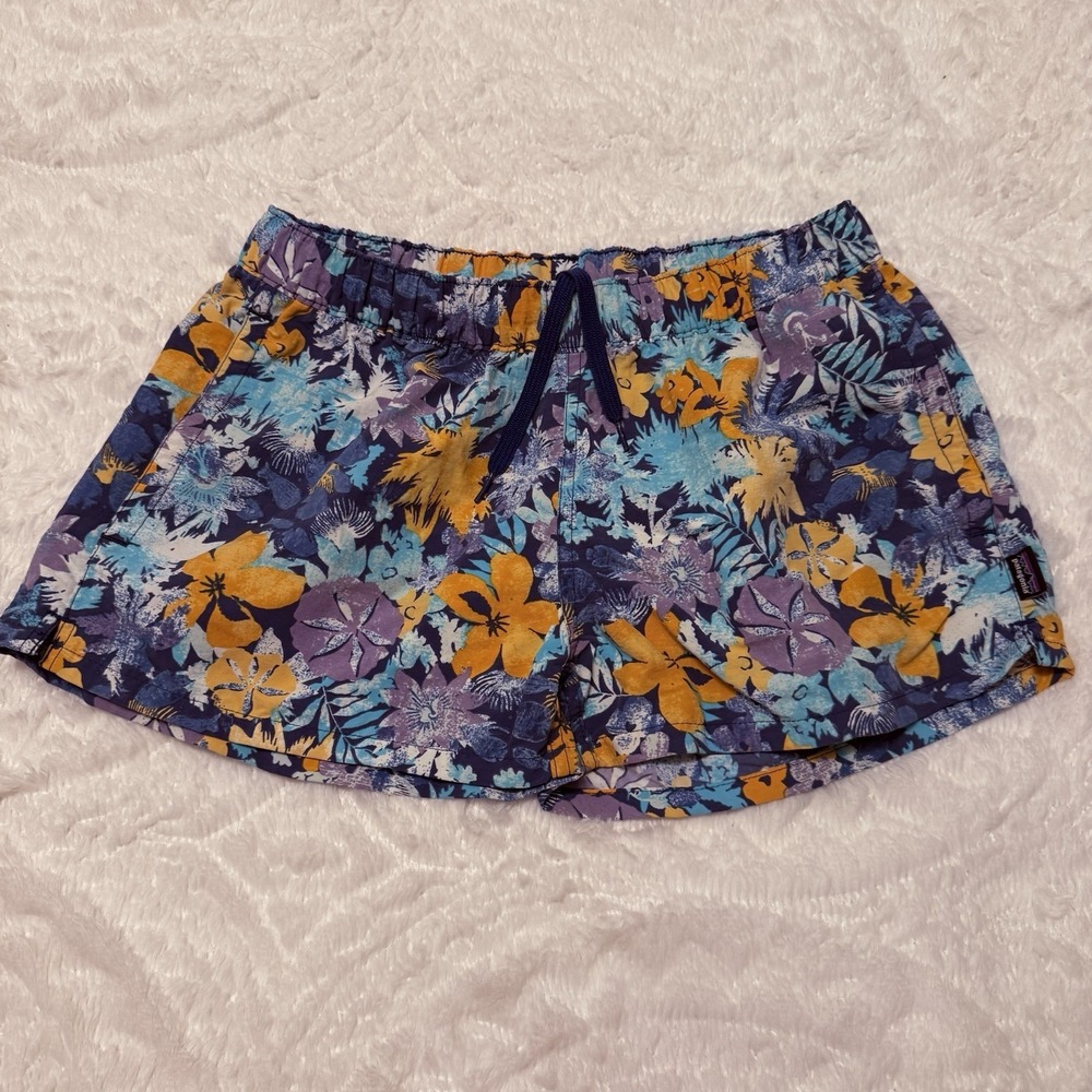 Patagonia Shorts Womens Small Barely Baggies Nylon Outdoor Hike Swim Floral 2.5